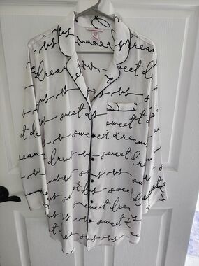 Victoria's Secret White and Black Satin Sleepshirt